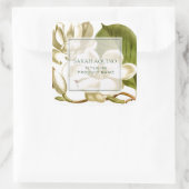 Weiße Magnolien-Blume Quadratischer Aufkleber (Tasche)