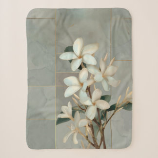 Weiße Magnolien-Blumen Gold Line Marmor Sherpadecke