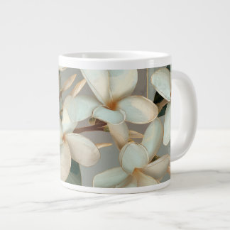 Weiße Magnolien-Blumen-Goldlinien-Marmor Jumbo-Tasse