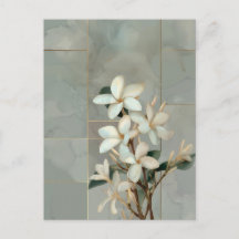 Weiße Magnolien-Blumen-Goldlinien-Marmor