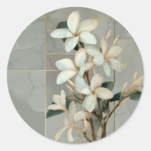 Weiße Magnolien-Blumen-Goldlinien-Marmor
