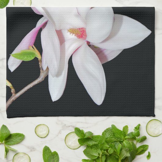 Weiße Magnolien Geschirrtuch (Gefaltet)
