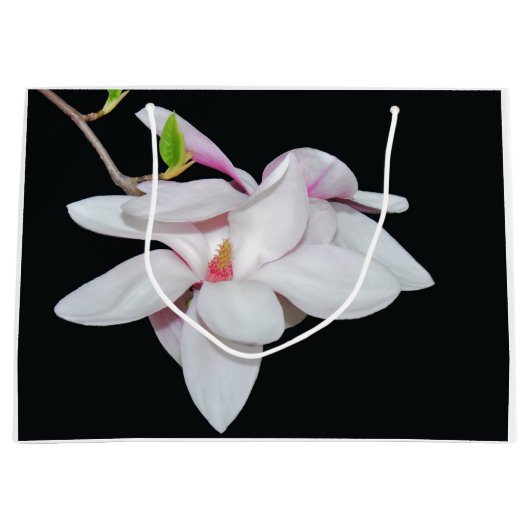 Weiße Magnolien Große Geschenktüte (Vorderseite)