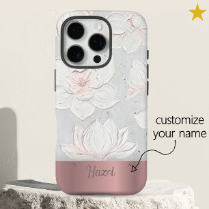 Weiße Magnolien-Malerei Roségold Benutzername iPhone 16 Pro Hülle