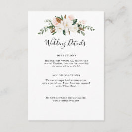 Weiße Magnolien & rosa Blumenzettel Begleitkarte