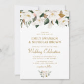 Weiße Magnolien und rosa Blumenzwiebeln Einladung (Vorderseite)