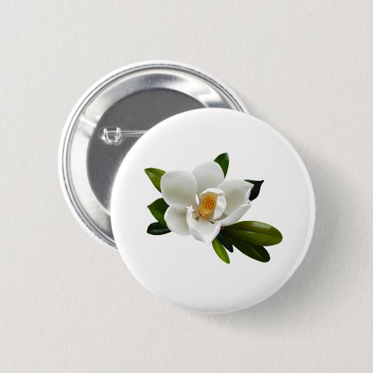 weiße Magnolienblüte Button (Vorne & Hinten)