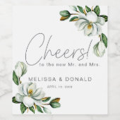 Weiße Magnolienblüte Rustikale Hochzeit Weinetikett (Einzelnes Label)