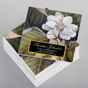 Weiße Magnolienblüte Vintage Botanik Quadratische Visitenkarte