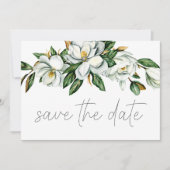 Weiße Magnolienflora Rustikal Save the Date (Vorderseite)