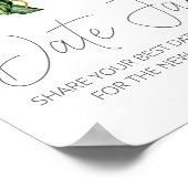 Weiße Magnolienflora Rustikale Datumsanzeige Poster (Ecke)