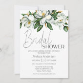 Weiße Magnolienflora Rustikales Brautparty Einladung (Vorderseite)