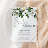 Weiße Magnolienflora Rustikales Brautparty Einladung