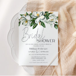 Weiße Magnolienflora Rustikales Brautparty Einladung