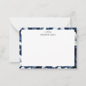 Weiße Magnolienflorale Muster, dunkelblau Mitteilungskarte (Vorderseite)