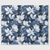 Weiße Magnolienmuster im Hintergrund, Geschenkpapier (Flach)
