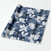 Weiße Magnolienmuster im Hintergrund, Geschenkpapier (Ungerollt)