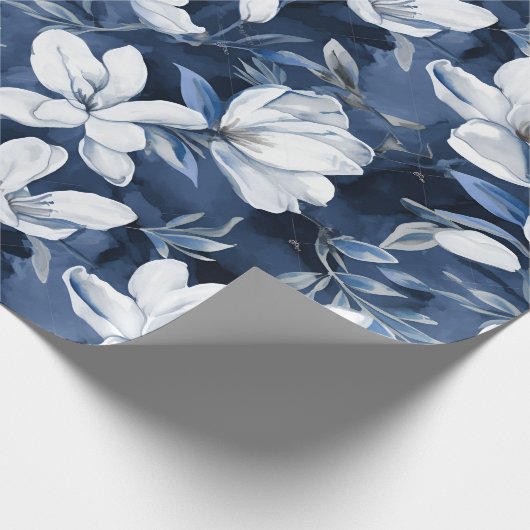 Weiße Magnolienmuster im Hintergrund, Geschenkpapier (Ecke)