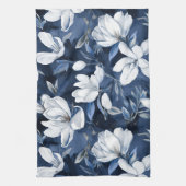 Weiße Magnolienmuster im Hintergrund, Geschirrtuch (Vertikal)