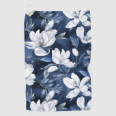 Weiße Magnolienmuster im Hintergrund, Golfhandtuch (Vorderseite)