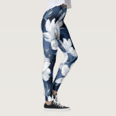 Weiße Magnolienmuster im Hintergrund, Leggings (Rechts)