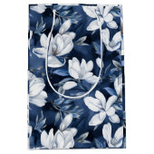 Weiße Magnolienmuster im Hintergrund, Mittlere Geschenktüte (Vorderseite)