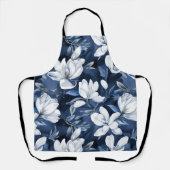 Weiße Magnolienmuster im Hintergrund, Schürze (Vorderseite)