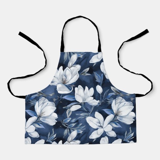 Weiße Magnolienmuster im Hintergrund, Schürze (Vorderseite)