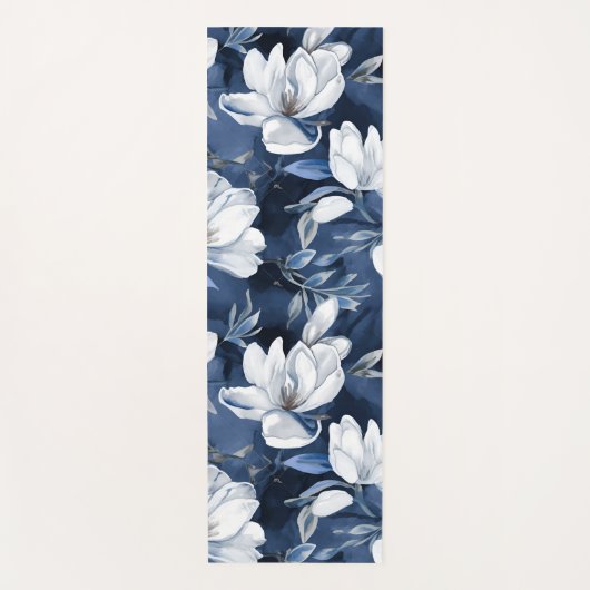 Weiße Magnolienmuster im Hintergrund, Yogamatte (Vorderseite)