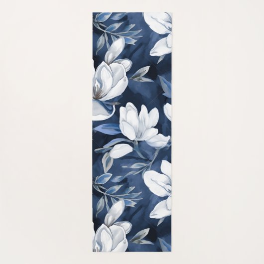Weiße Magnolienmuster im Hintergrund, Yogamatte (Rückseite)