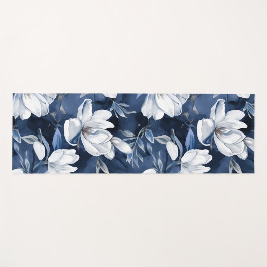 Weiße Magnolienmuster im Hintergrund, Yogamatte (Vorderseite (Horizontal))