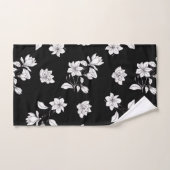 Weiße Magnolienzweige auf Schwarz Badhandtuch Set (Handtuch)