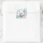 Weiße Magnolische Blume mit goldener Kante Quadratischer Aufkleber (Tasche)