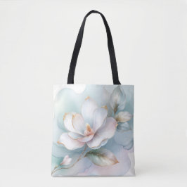 Weiße Magnolische Blume mit goldener Kante Tasche