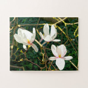 Weiße Magnolische Blume Puzzle