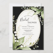 Weiße Maiglöckchen Schwarze Hochzeit  Einladung (Vorderseite)
