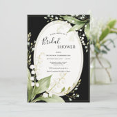 Weiße Maiglöckchen Schwarze Hochzeit  Einladung (Stehend Vorderseite)