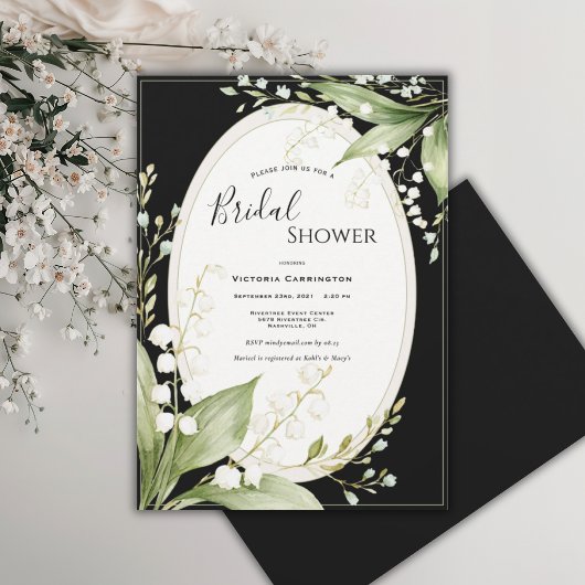 Weiße Maiglöckchen Schwarze Hochzeit  Einladung