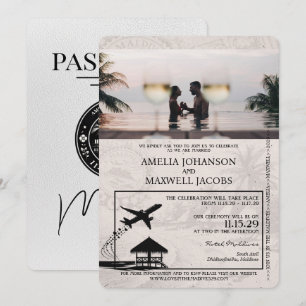 Weiße maledivische Pass-Hochzeitseinladung Einladung