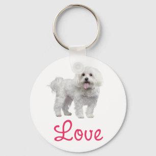 Weiße Malteser-Welpen-Hunde-Liebe-Schlüsselanhänge Schlüsselanhänger