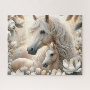 Weiße Mamastute mit Magnolie Puzzle