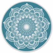 Weiße Mandala auf blauem Hintergrund Aufkleber (Vorderseite)