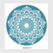 Weiße Mandala auf blauem Hintergrund Aufkleber (Blatt)