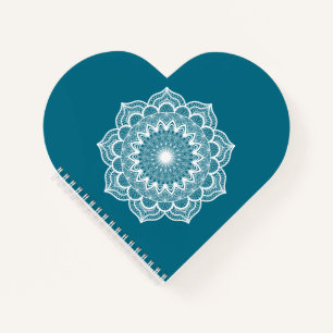 Weiße Mandala auf blauem Hintergrund Notizblock