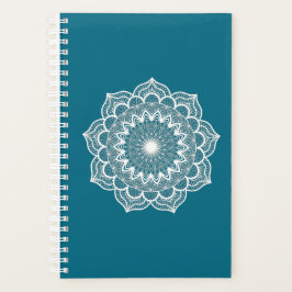 Weiße Mandala auf blauem Hintergrund Planer