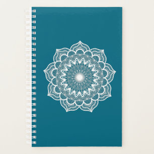 Weiße Mandala auf blauem Hintergrund Planer
