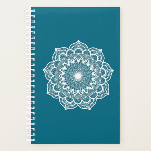 Weiße Mandala auf blauem Hintergrund Planer (Vorderseite)