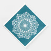 Weiße Mandala auf blauem Hintergrund Serviette (Ecke)