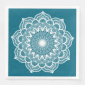 Weiße Mandala auf blauem Hintergrund Serviette (Vorderseite)