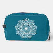 Weiße Mandala auf blauem Hintergrund Waschbeutel (Vorderseite)